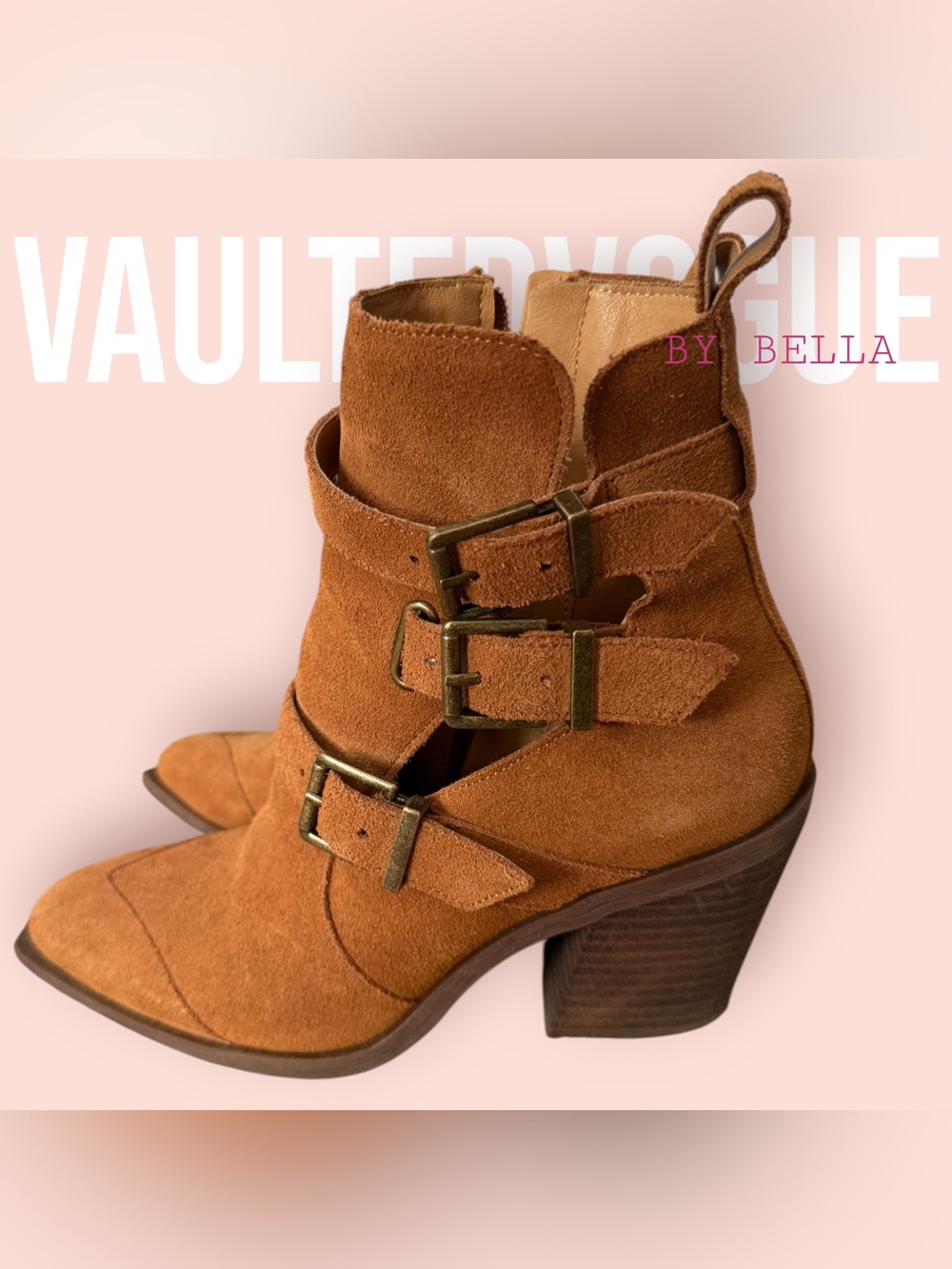 Crown Vintage Tan Suede Pointed-Toe Ankle Booties